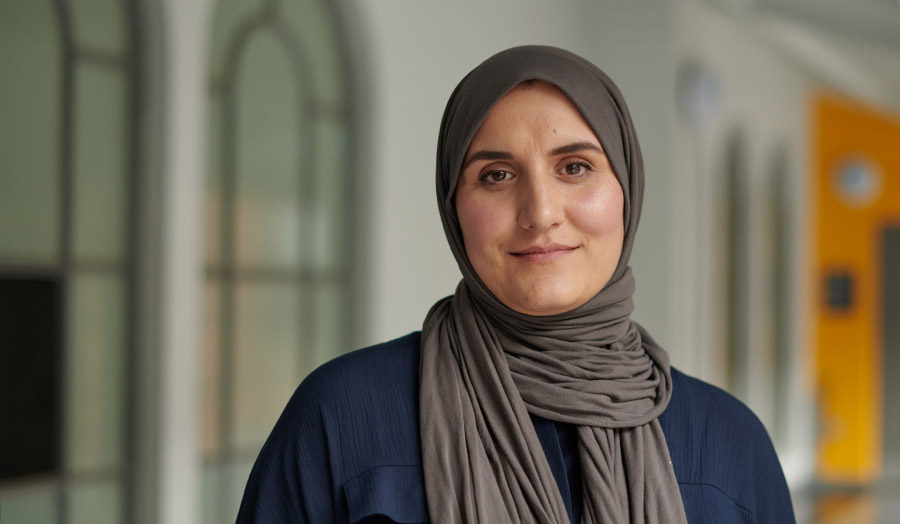 sarah smiling into the camera