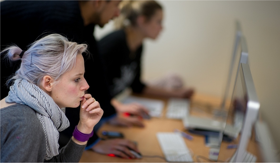 Thoughtful student working