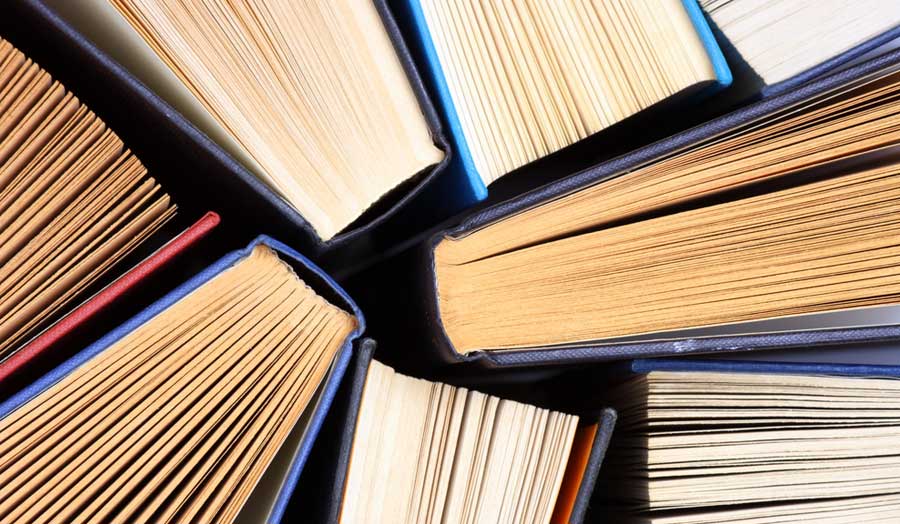 Close-up of books in an abstract form