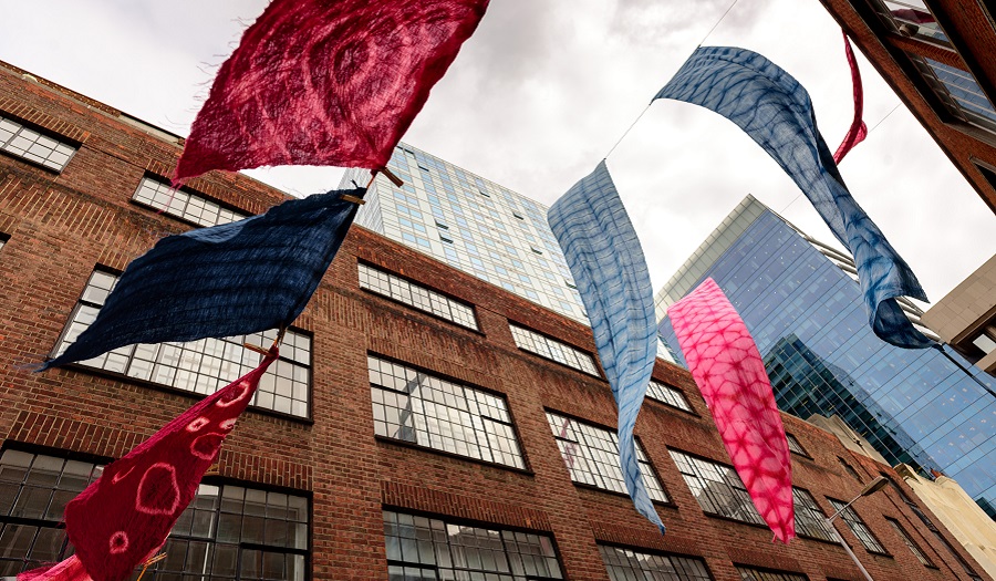 Image of flying banners in old castle street from Awash with ideas 