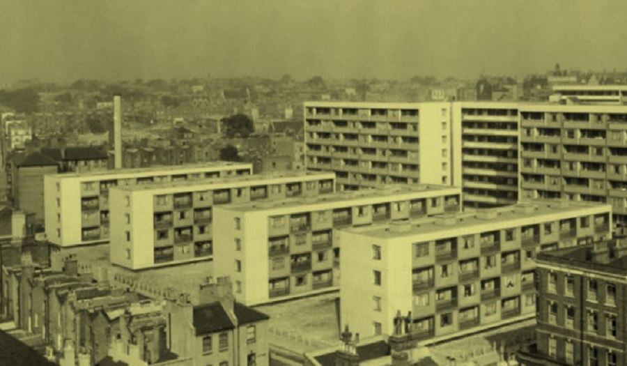 Sepia tinted city view