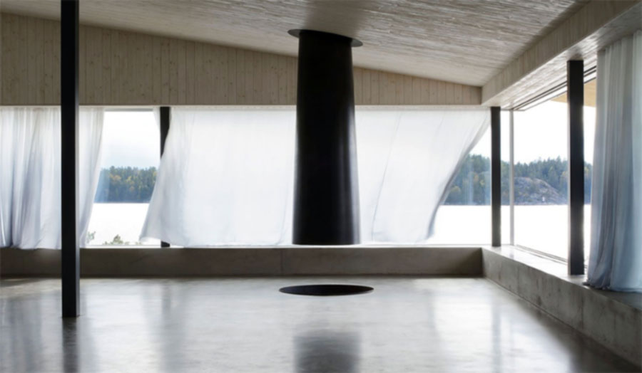 A room with a glass walls