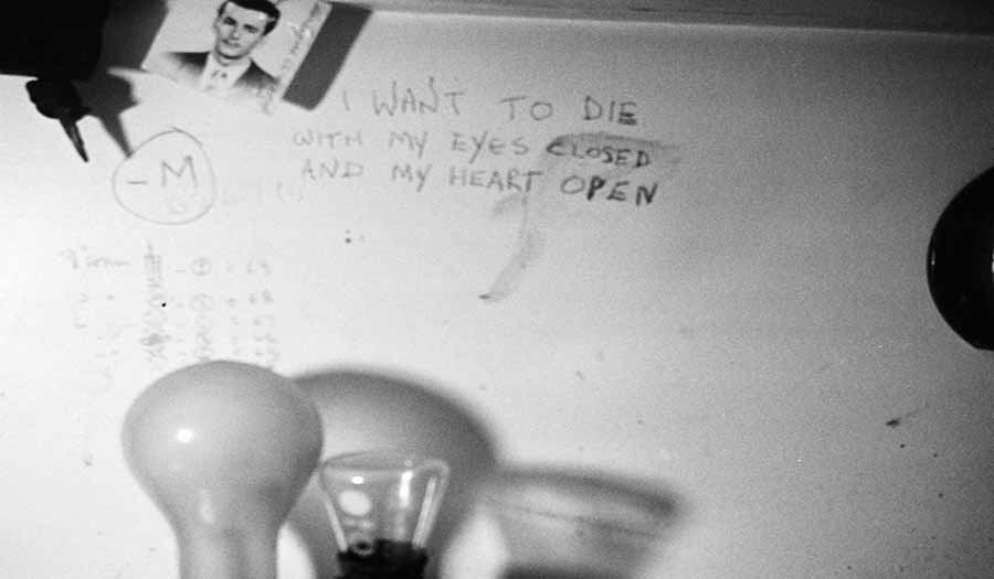 B&W close up of handwritten note