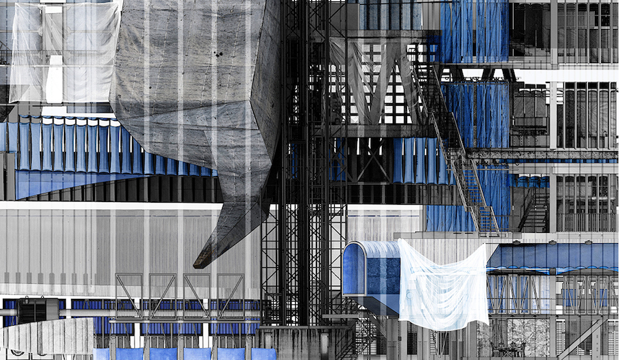 Collage of architectural facade