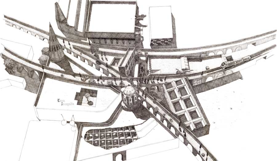An interpretation of Brixton sketch, drawn from an aerial view