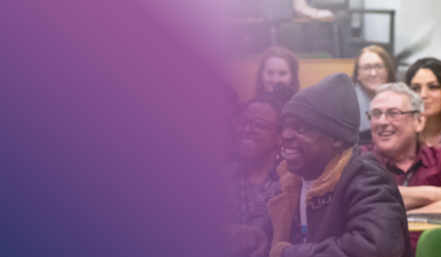 lecture theatre with coloured gradient