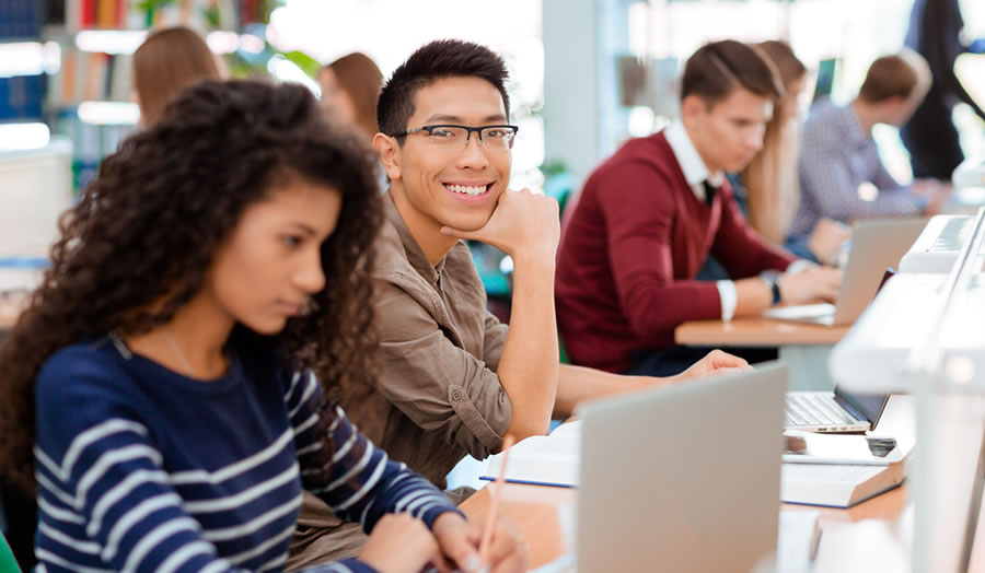 Ethnic teachers in a row