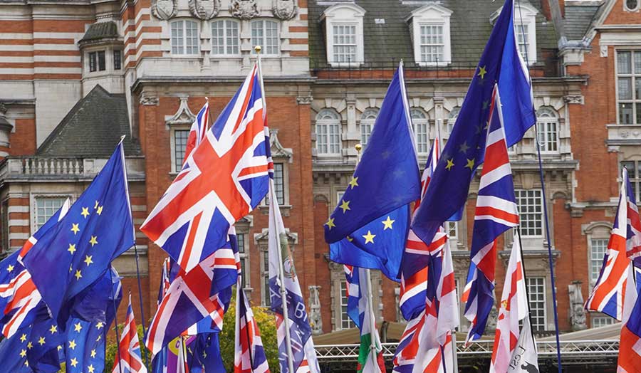 UK and EU flags in London