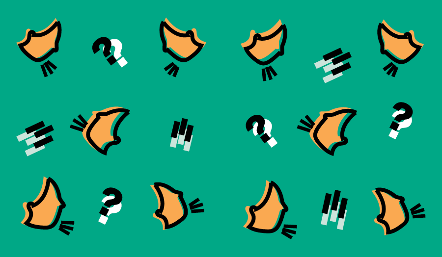 Green students say logo with orange and white shapes