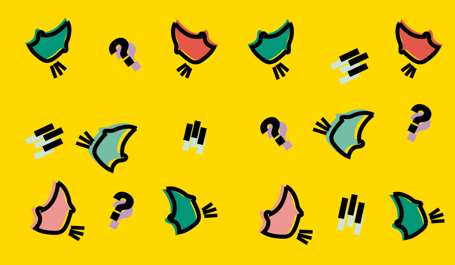 Yellow students say logo with red, green and pink shapes