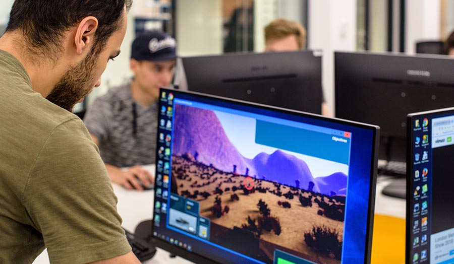 Computing students preparing for the Digital Toybox show