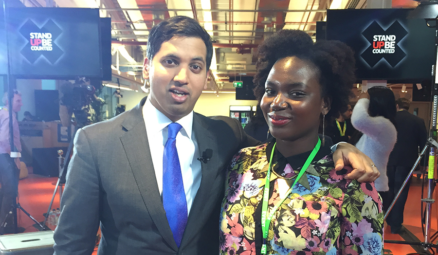 Barbara Ntumy posing with a reporter from Sky News 