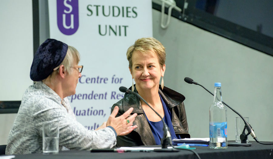 Two female speakers having a conversation