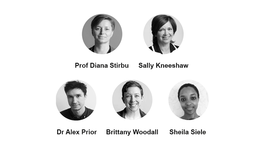 Five rounded portraits of the members of this group with their names below them