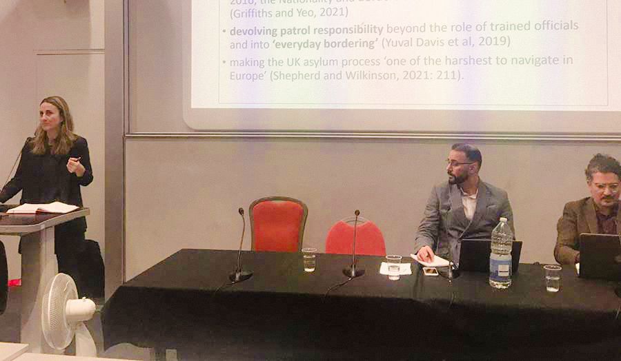 Maria Lopez giving a lecture at SOAS