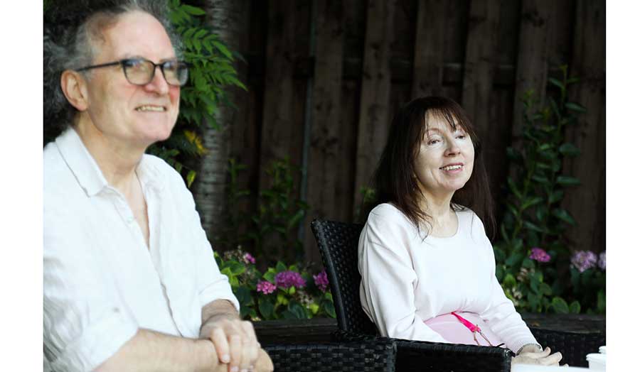Tony Murray and Deirdre Shanahan on the courtyard
