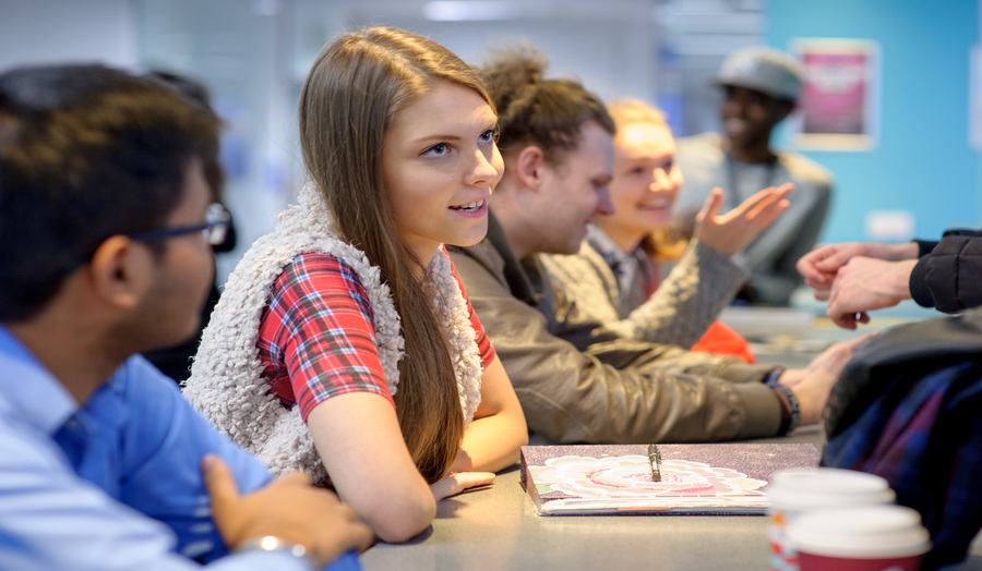 Female undergraduate student in the Tower Building 2