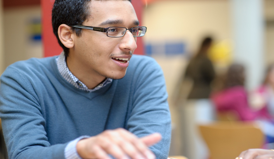 Male student having a chat
