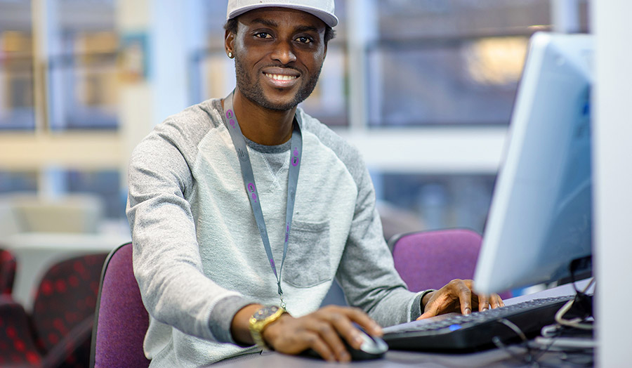 Student at a computer