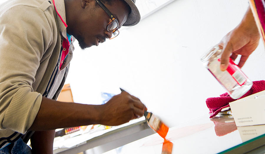 Student artist painting