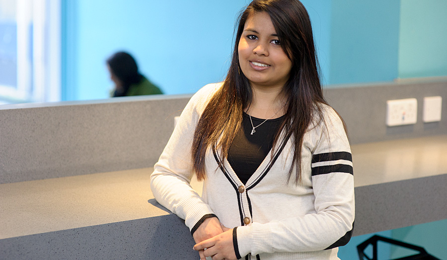 Female student inside university