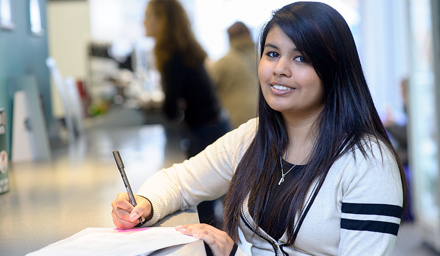 Female student writing