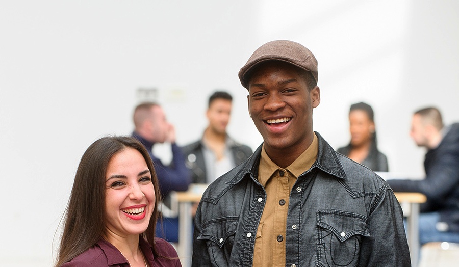 Male and female student